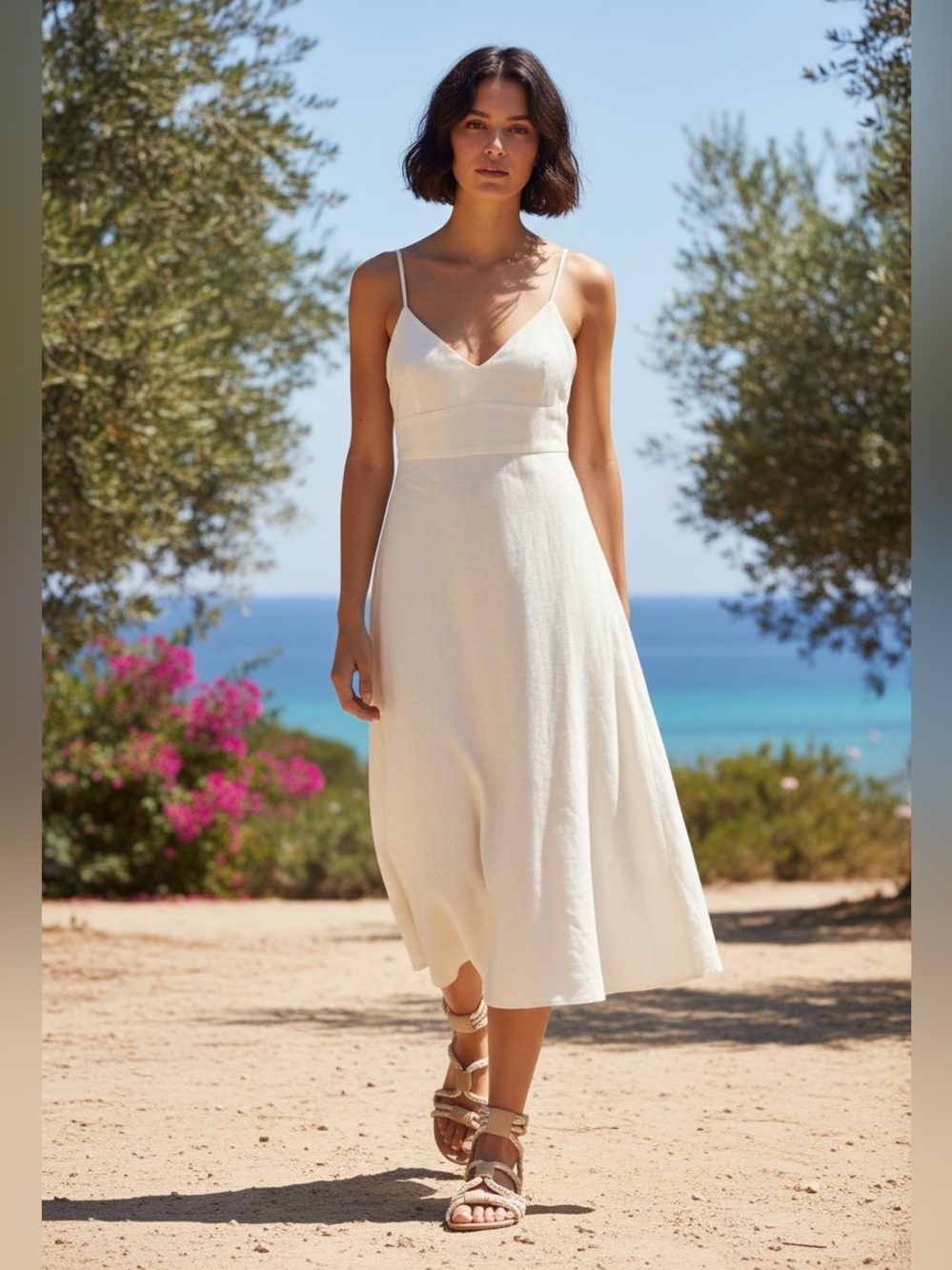 Zimmerman Linen Midi Dress Size 1 Color Ecru Spaghetti Strap
Summer